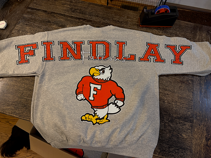 Oversized School Spirit across-the-back design