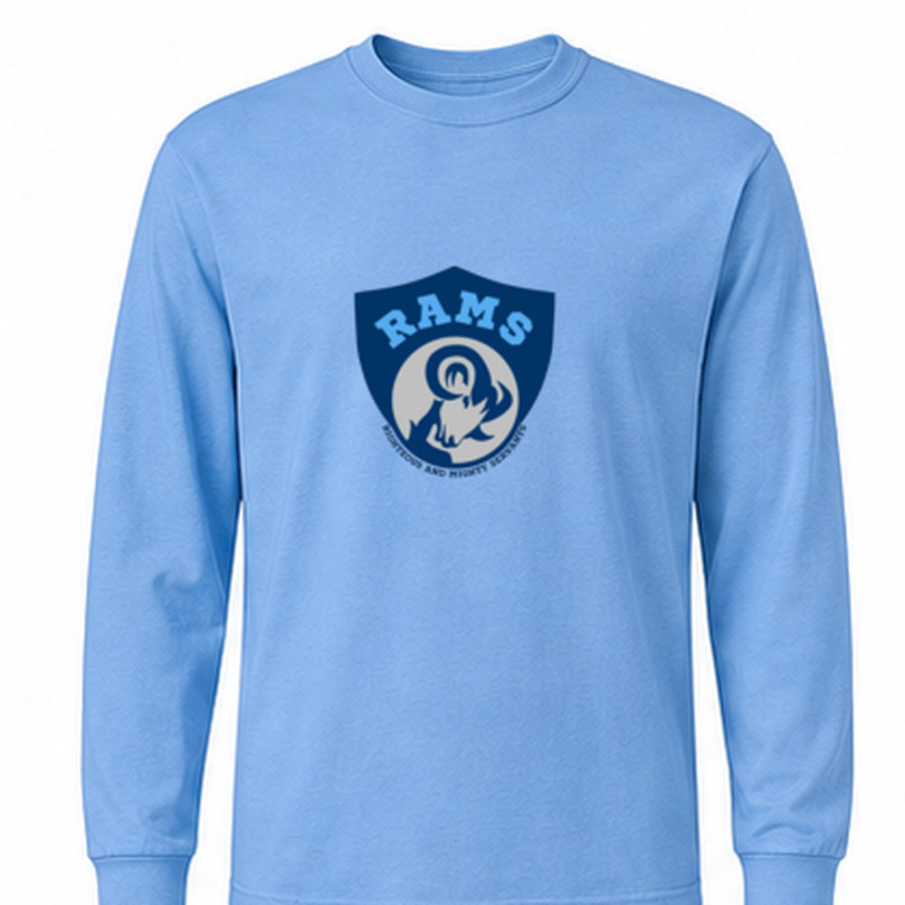 Rams Logo cotton-long-sleeve in carolina blue