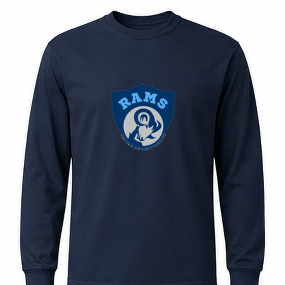 Rams Logo cotton-long-sleeve in navy