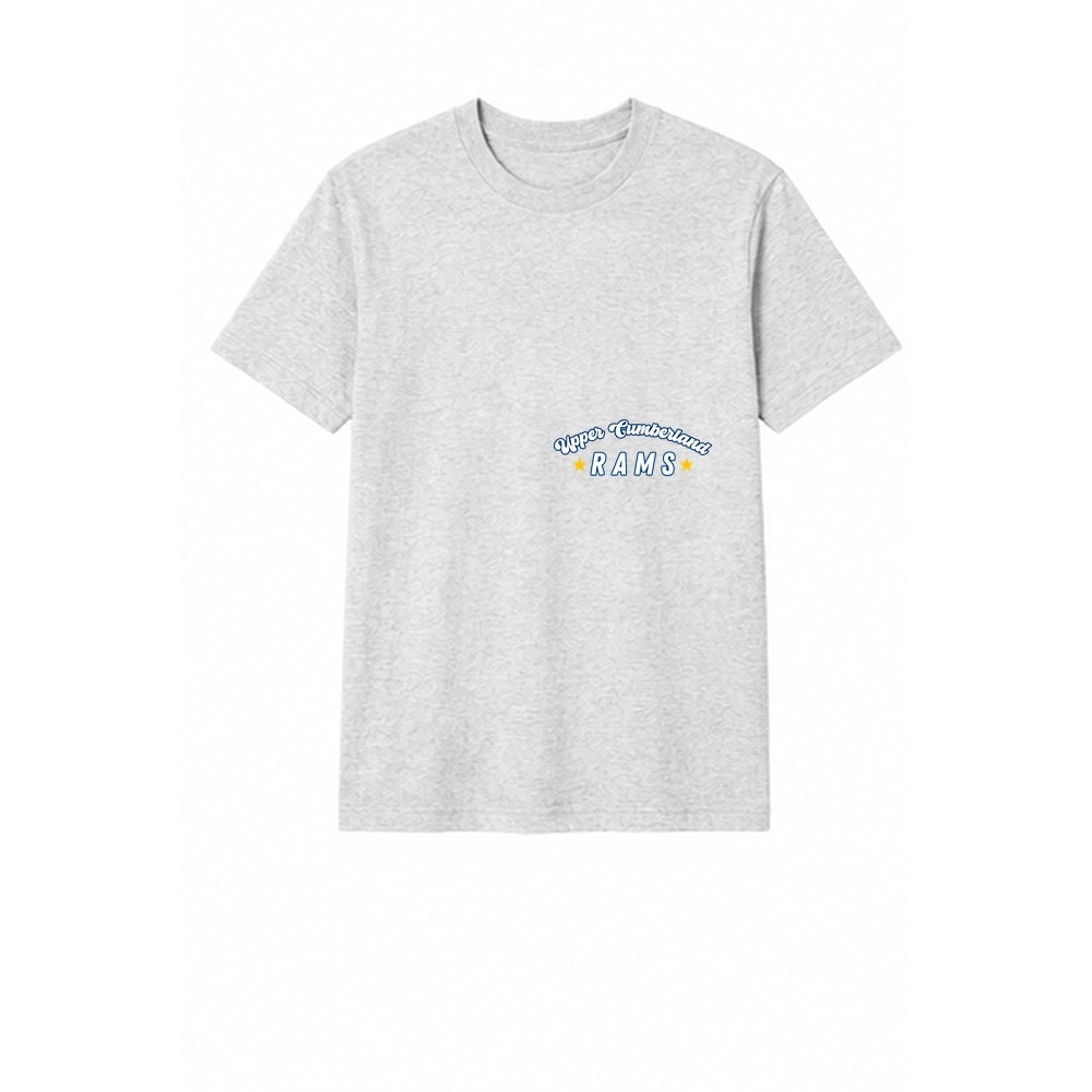 Rams Kids adult T-shirt front in light gray