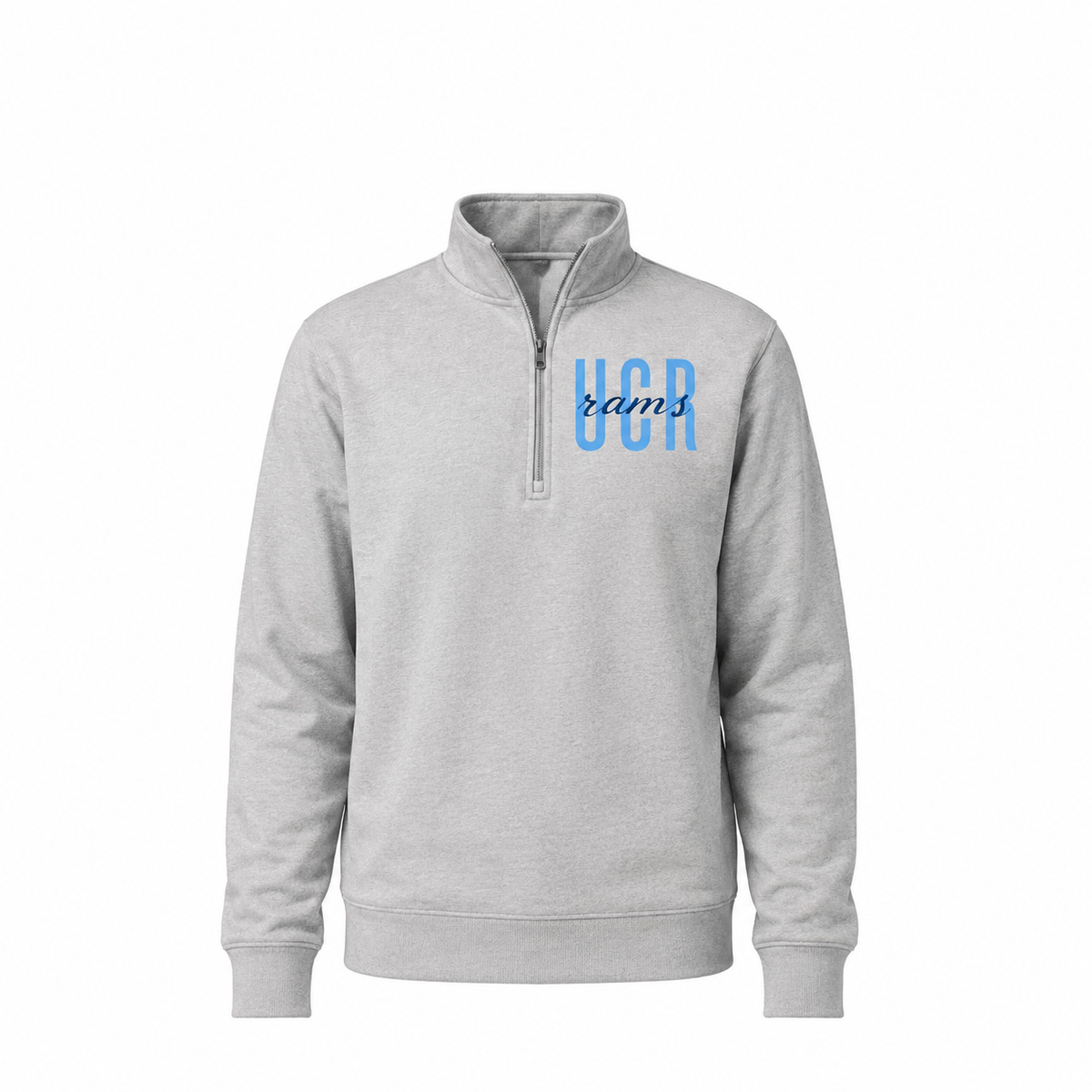 Rams UCR embroidered quarter-zip in light gray