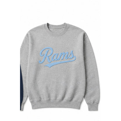 Rams Retro embroidered sweatshirt in gray with carolina stitching