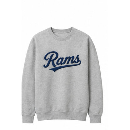 Rams Retro embroidered sweatshirt in gray with navy stitching