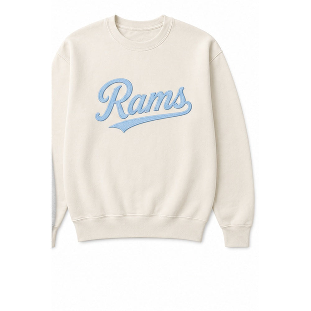 Rams Retro embroidered sweatshirt in ivory with carolina stitching