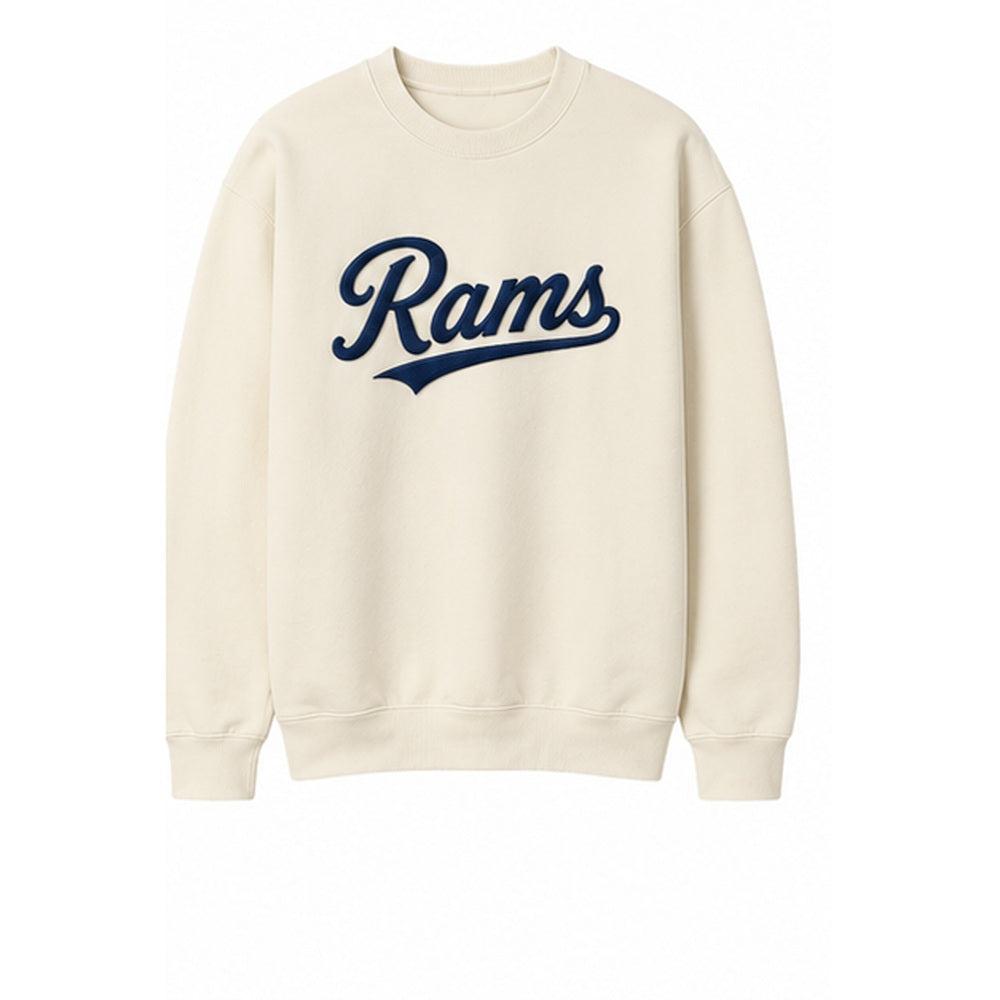 Rams Retro embroidered sweatshirt in ivory with navy stitching