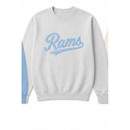 Rams Retro embroidered sweatshirt in light gray with carolina stitching