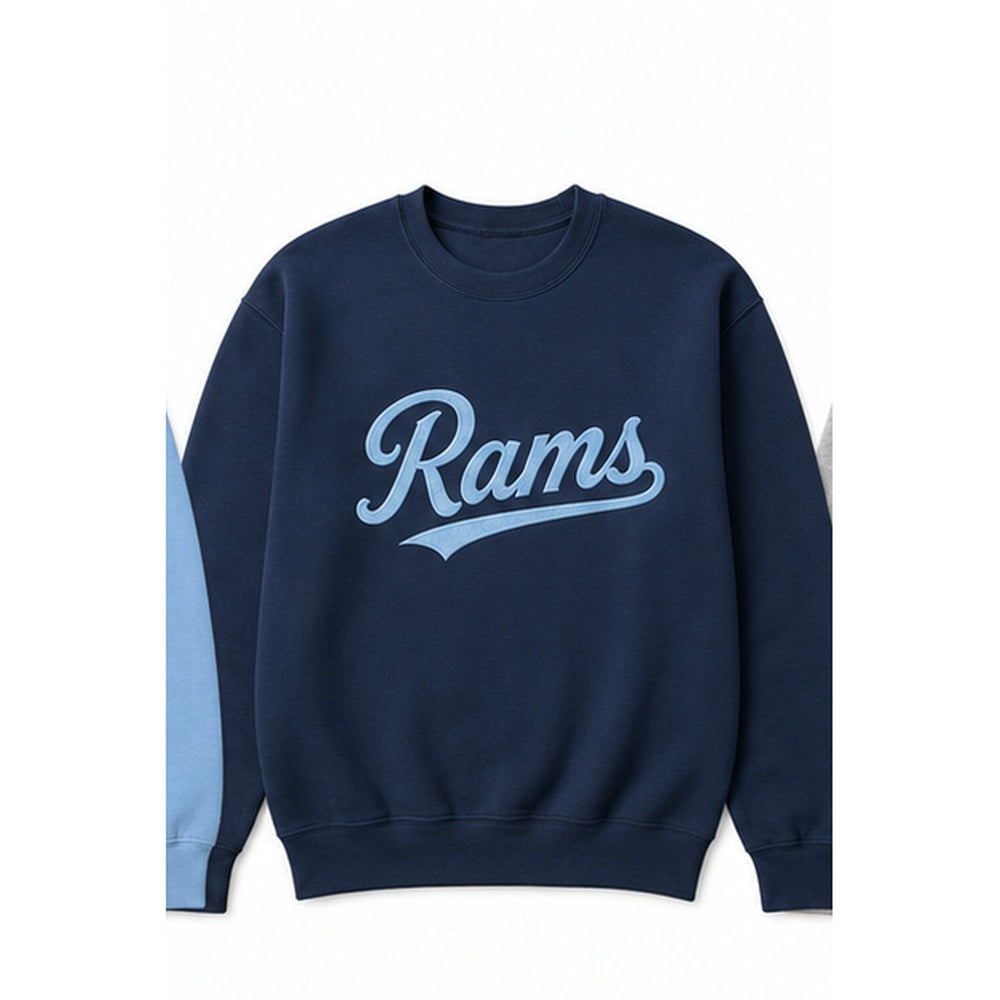 Rams Retro embroidered sweatshirt in navy with carolina stitching